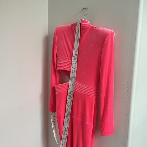 Zhivago Message To Love Gown- Velvet in Neon Pink - Picture 5 of 16